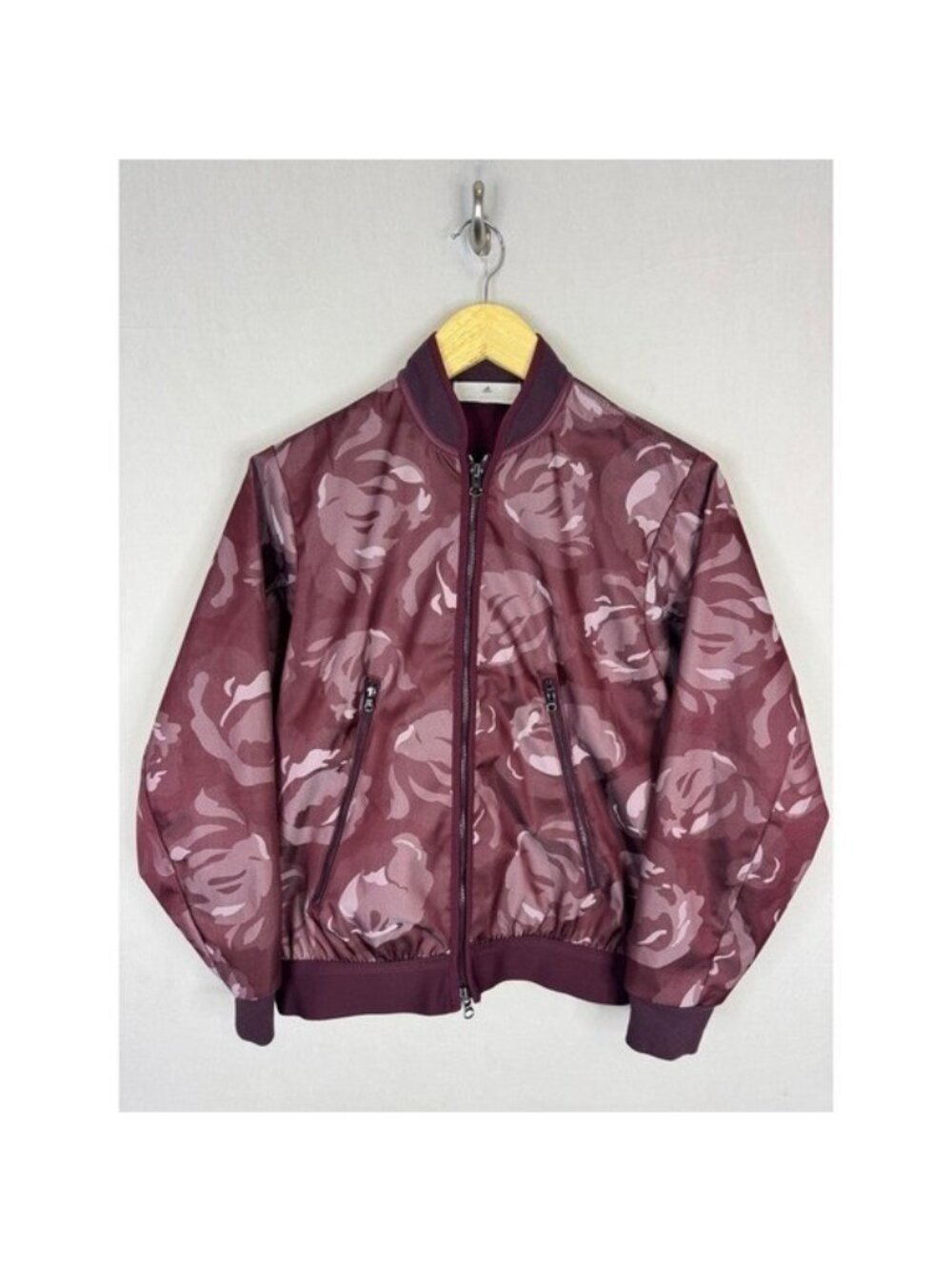 Adidas by Stella McCartney Floral Rose Bomber Jacket Burgundy XS Full Zip